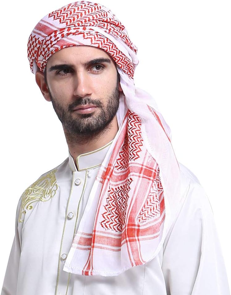 PURFUN Men's Large Arab Shemagh Headscarf Muslim Headcover Shawl Keffiyeh Arabic Scarf - Image 1