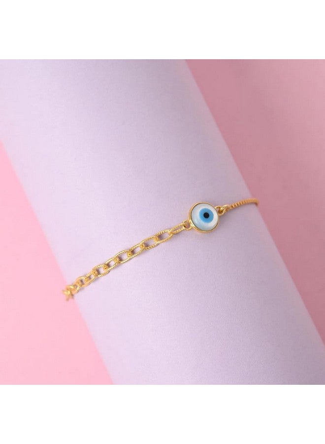 Clara 925 Pure Silver Golden Evil Eye Hand Bracelet | Adjustable, Gold Plated, Anti Tarnish | Gift for Women and Girls - Image 3