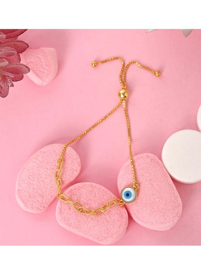 Clara 925 Pure Silver Golden Evil Eye Hand Bracelet | Adjustable, Gold Plated, Anti Tarnish | Gift for Women and Girls - Image 2