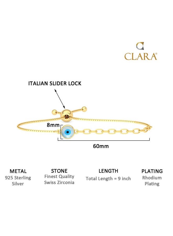 Clara 925 Pure Silver Golden Evil Eye Hand Bracelet | Adjustable, Gold Plated, Anti Tarnish | Gift for Women and Girls - Image 5
