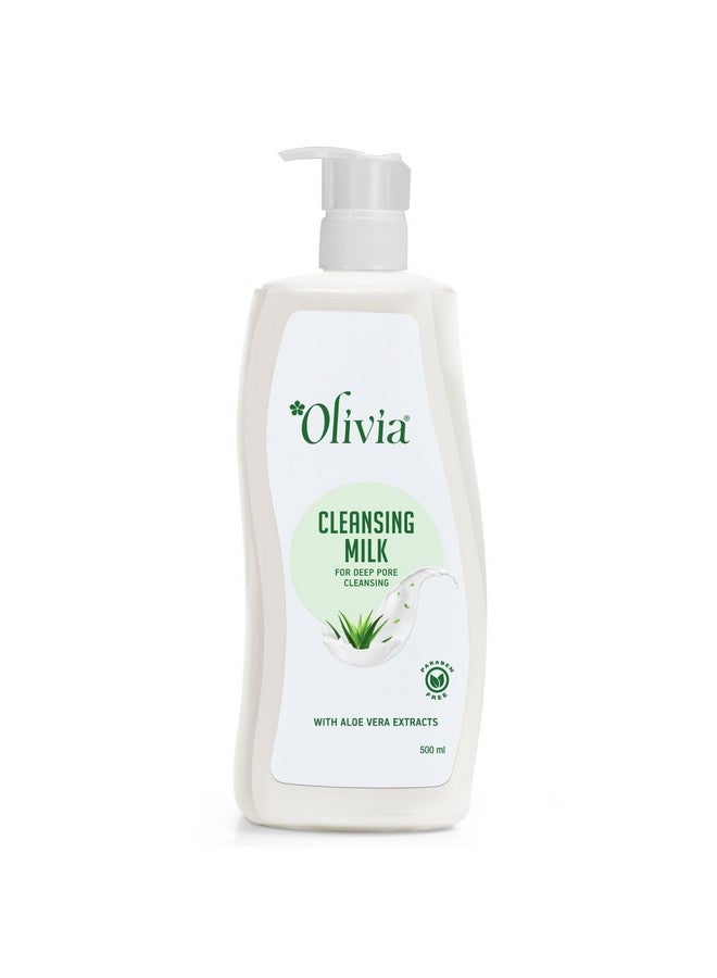 Olivia Cleansing Milk For Deep Pore Cleansing | Removes Dirt Pollutants | Effective Makeup Remover | Moisturizing Cleanser With Aloe Vera Extracts | For All Skin Types | 500Ml - Image 1