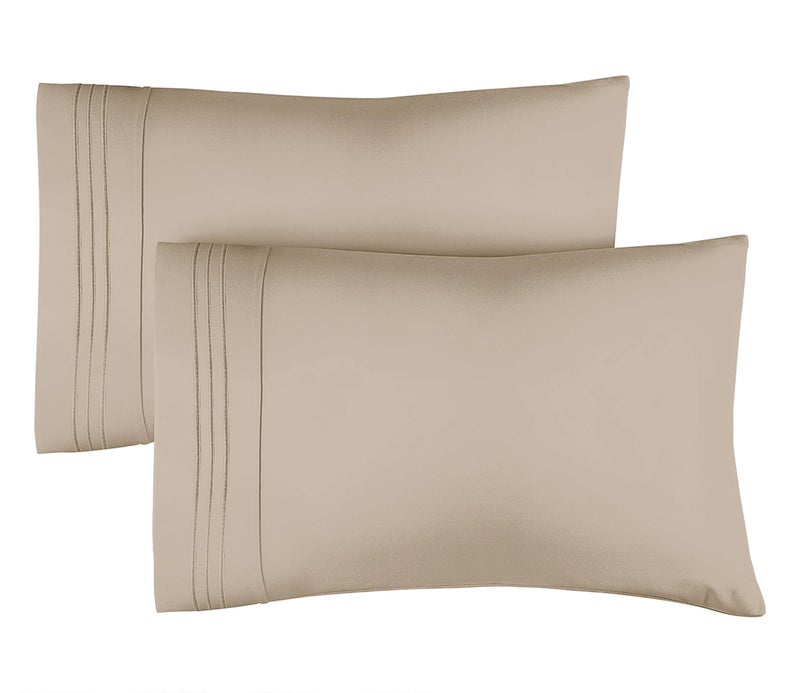 CGK Unlimited CGK Unlimited King Pillow Cases Set of 2 - Soft  Hotel Quality Pillowcase Covers - Comfy  Luxury Bedding - Machine Washable Pillow Protectors - 2 Piece - King Size Wheat Pillow Cover  - Image 1