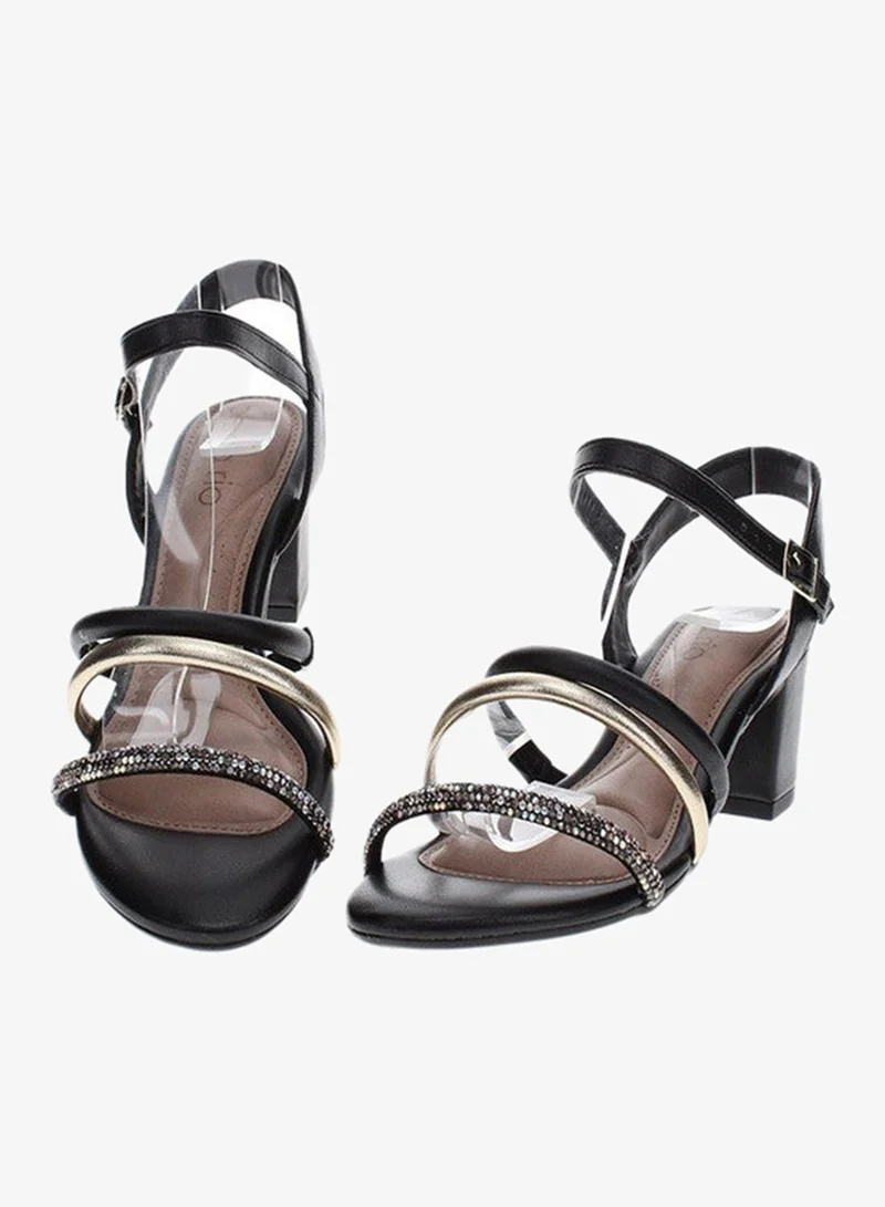 Beira Rio Black Mid Heels Sandals for Women – Sling Back Heel Sandals for Girls with Ankle Strap for Women | Best Price UAE