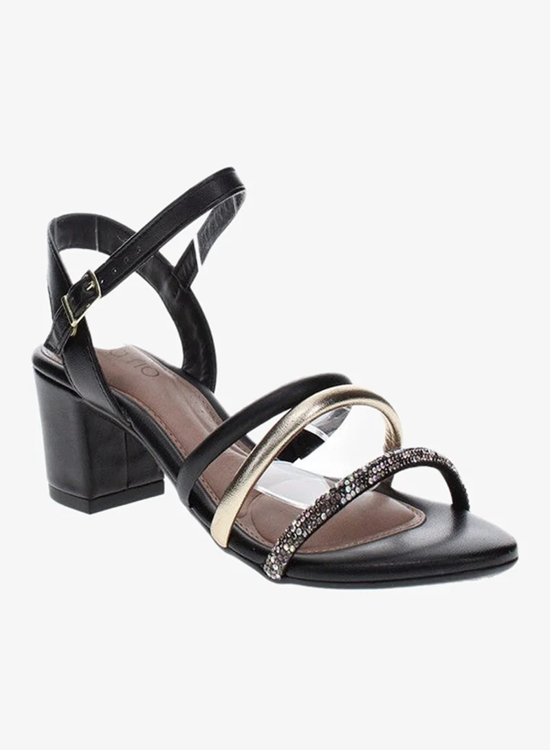 Beira Rio Black Mid Heels Sandals for Women – Sling Back Heel Sandals for Girls with Ankle Strap for Women | Best Price UAE