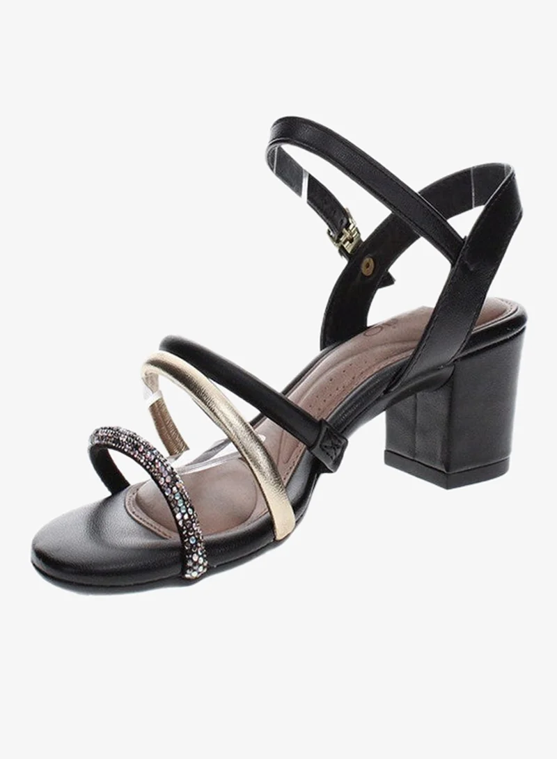 Beira Rio Black Mid Heels Sandals for Women – Sling Back Heel Sandals for Girls with Ankle Strap for Women | Best Price UAE