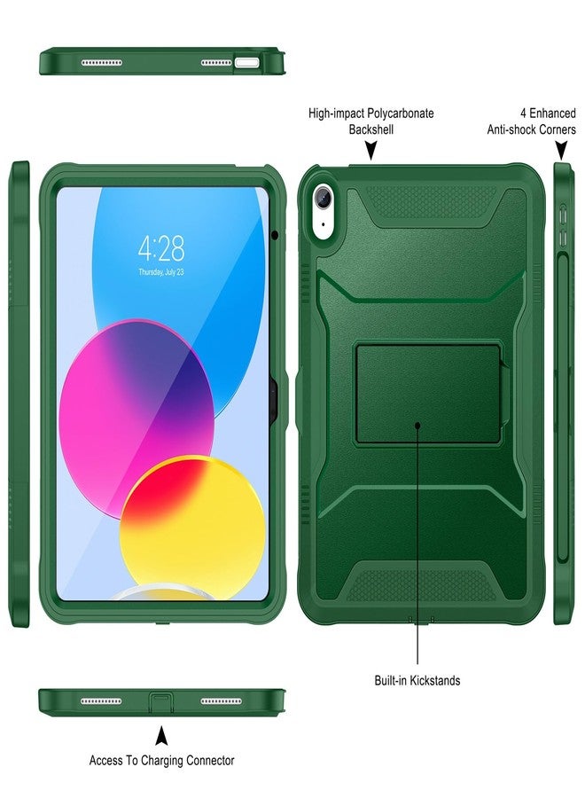 Soke Case for iPad 10th Generation 10.9-inch 2022, with Built-in Screen Protector and Kickstand, Rugged Full Body Protective Cover for New Apple iPad 10.9 Inch - Alpine Green - Image 3