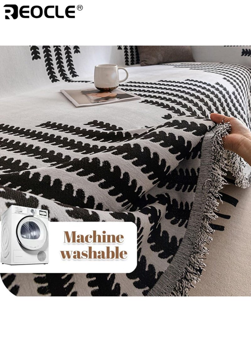 REOCLE Reversible Chenille Sofa Cover Double Sided Soft Couch Protector Durable Stretchable Furniture Cover for Sofa Protection and Decoration Easy to Clean and Install（70.87inch x 59.06inch） - Image 4