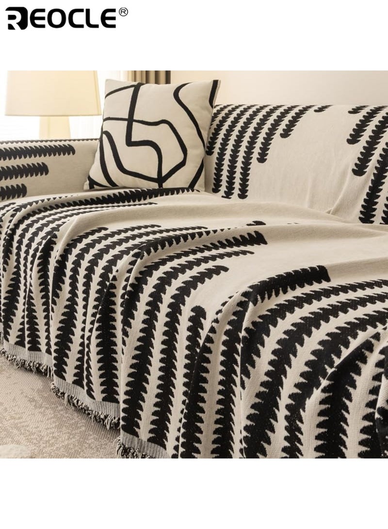 REOCLE Reversible Chenille Sofa Cover Double Sided Soft Couch Protector Durable Stretchable Furniture Cover for Sofa Protection and Decoration Easy to Clean and Install（70.87inch x 59.06inch） - Image 2