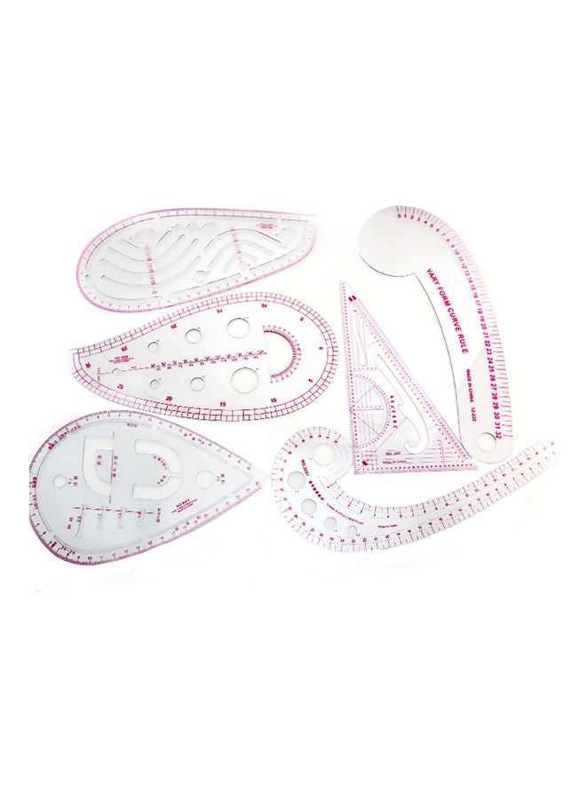 NIBEMINENT 6-Piece French Metric Clothing Ruler Set White/Pink - Image 1