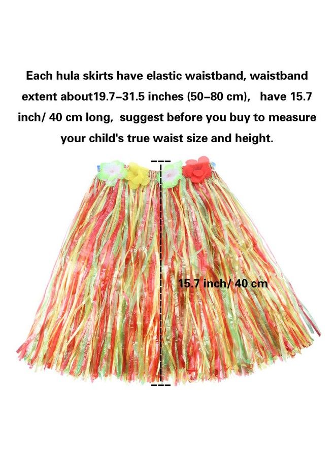 Gejoy 7 Pieces Hawaiian Luau Hula Grass Skirt With Large Flower Costume Set Girl Flower Bracelets Headband Necklace Hibiscus Hair Clip For Dance Performance Party Decorations Favors Supplies  - Image 3