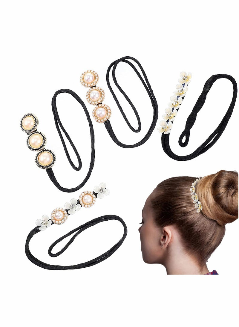 Excefore دبوس شعر على شكل زهرة كسولة، 4 قطع من دبوس شعر على شكل زهرة لؤلؤية عتيقة - Image 1