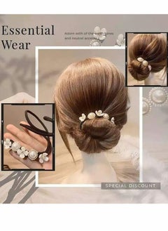 Excefore Lazy Flower Hair pin, 4 Pcs Vintage Pearl Flower Hair pin  - Image 4