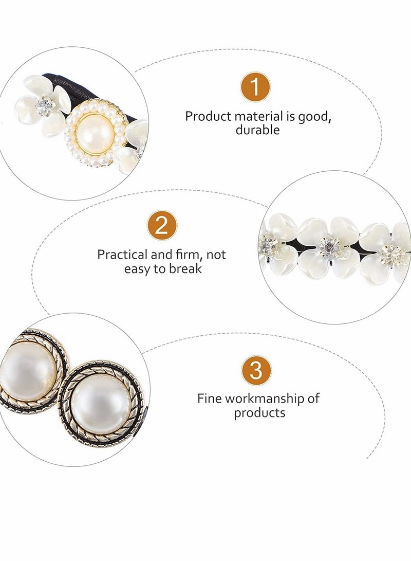 Excefore دبوس شعر على شكل زهرة كسولة، 4 قطع من دبوس شعر على شكل زهرة لؤلؤية عتيقة - Image 5