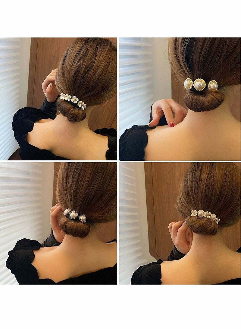 Excefore دبوس شعر على شكل زهرة كسولة، 4 قطع من دبوس شعر على شكل زهرة لؤلؤية عتيقة - Image 3