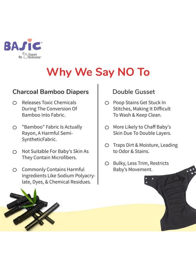 SuperBottoms BASIC Pack of 6 Side Leakage Proof Reusable Cloth Diaper with Quick Dry UltraThin pads|Freesize, Rash Free, for Kids 0-3 Yrs|Stay Dry & Lasts up to 3Hrs|3 Shell + 3 Pads - Assorted - Image 5