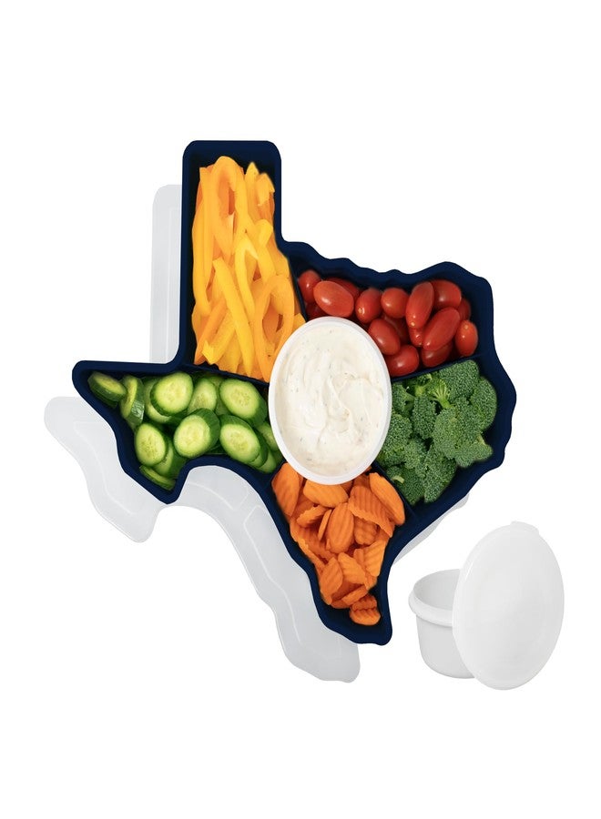 KOLORAE Texas Serving Tray - 6 Compartment Texas Serving w/Dressing Cup. Great for Entertaining. Entertaining Platter. Party Serving Platter - Image 1