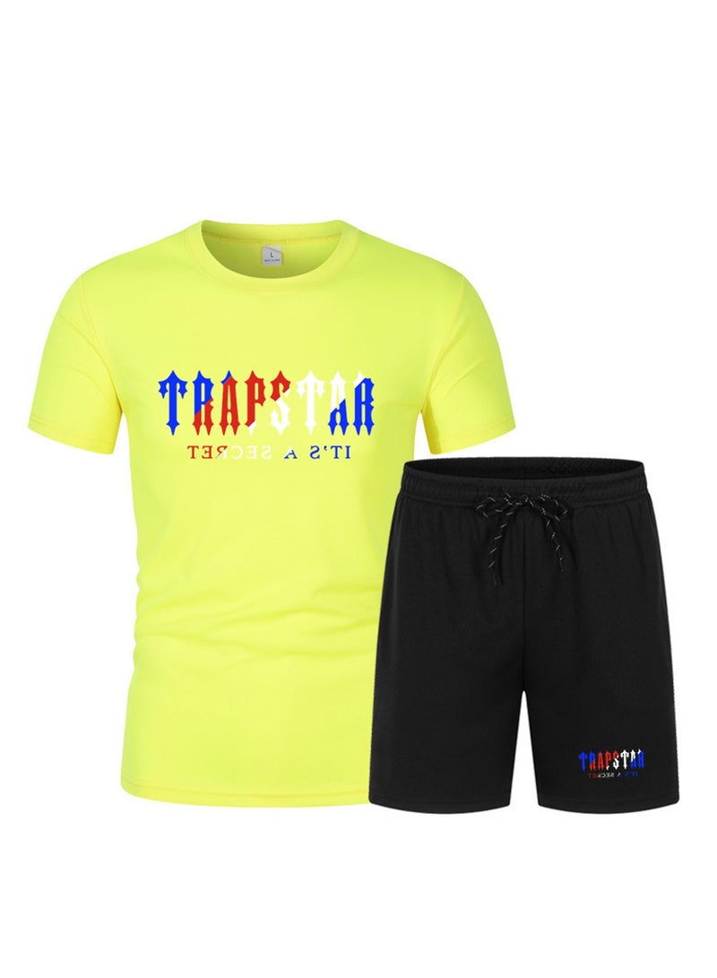 2PCS Summer Men's Short Sleeve T-Shirt Shorts Casual Two-piece Suit T-Shirt - Image 1