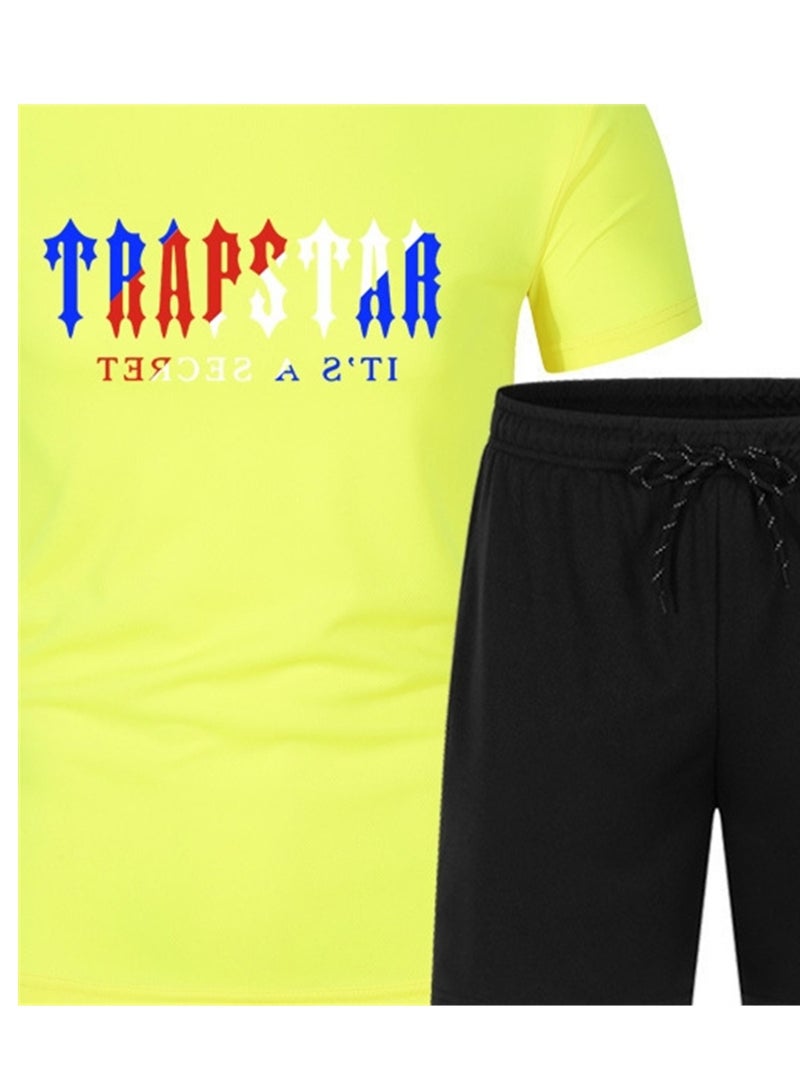 2PCS Summer Men's Short Sleeve T-Shirt Shorts Casual Two-piece Suit T-Shirt - Image 3
