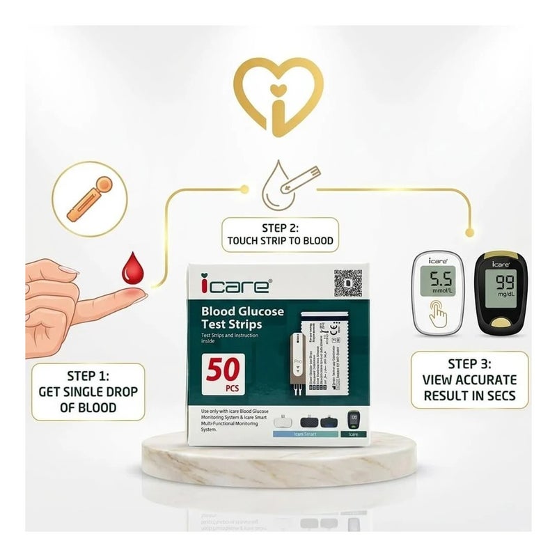ICare Blood Glucose Test Strips  50 Pcs - Image 2