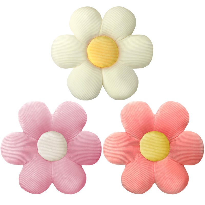 Sratte 3 Pcs Flower Pillows Flower Shaped Throw Pillows Cute Daisy Plush Pillow Decorative Floor Pillow Seat Cushion for Bedroom Home Sofa Chair Couch Decor(Vivid Colors,16") - Image 1