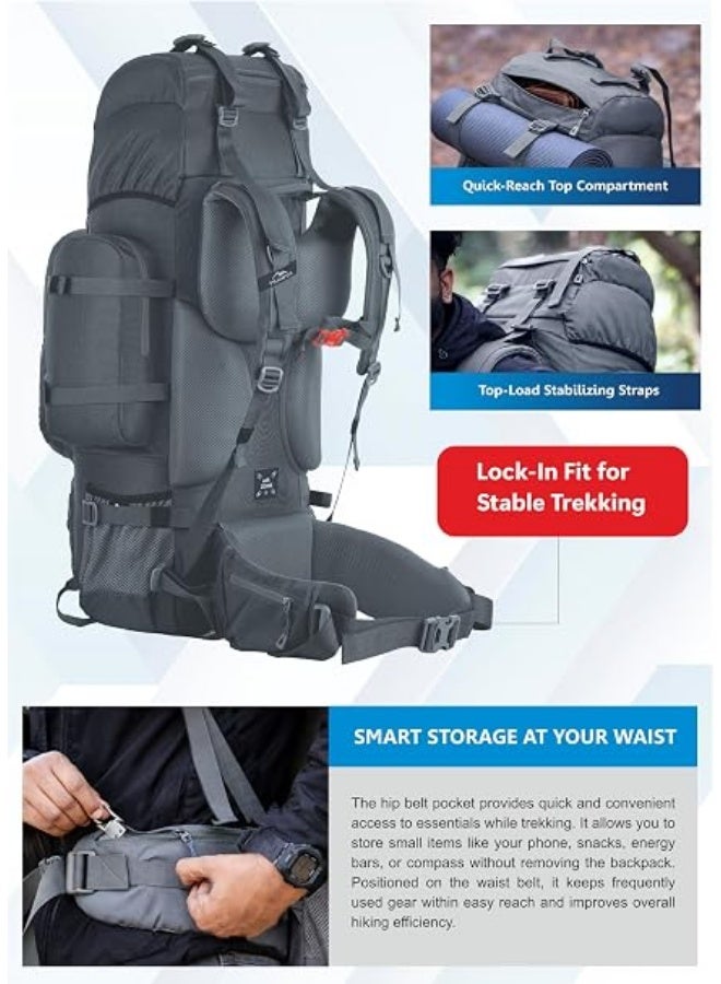 TRAWOC WILDWING 95L Internal Frame Travel Backpack with Detachable Daypack (80+15) / Camping Hiking Trekking Bag Large Rucksack for Men & Women BHK007 - Image 4