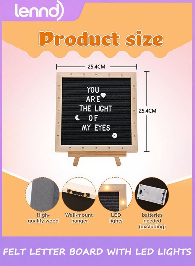 LENND Light up Felt Letter Board Sign with LED Lights -  Changeable Message Board Wall Mounted with Tripod Stand Letters for Birthday Housewarming Gifts Parties Home Decor - Image 3