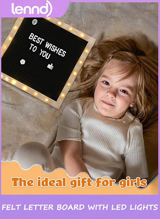 LENND Light up Felt Letter Board Sign with LED Lights -  Changeable Message Board Wall Mounted with Tripod Stand Letters for Birthday Housewarming Gifts Parties Home Decor - Image 4
