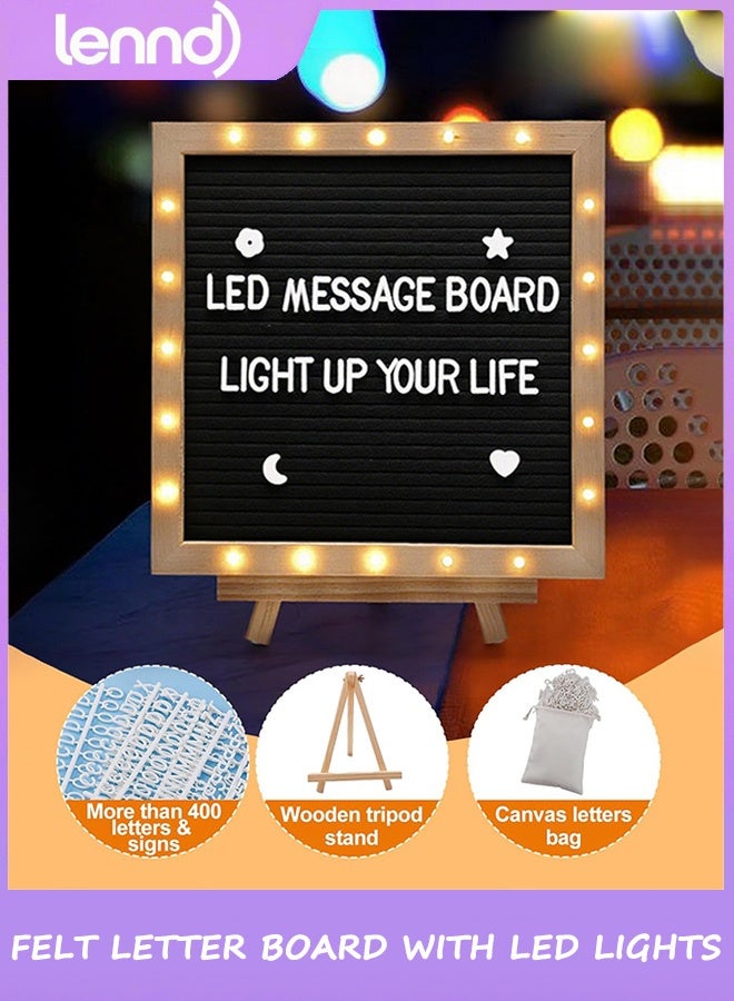 LENND Light up Felt Letter Board Sign with LED Lights -  Changeable Message Board Wall Mounted with Tripod Stand Letters for Birthday Housewarming Gifts Parties Home Decor - Image 5