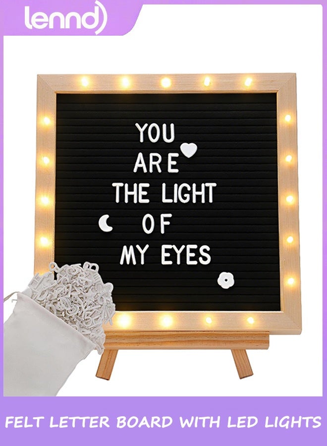 LENND Light up Felt Letter Board Sign with LED Lights -  Changeable Message Board Wall Mounted with Tripod Stand Letters for Birthday Housewarming Gifts Parties Home Decor - Image 1