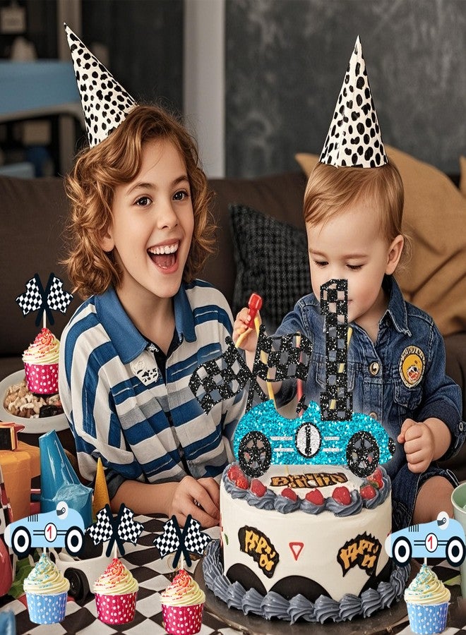 BEOXAGAR Fast One Cake Topper Fast One Cupcake Topper Racing 1st Birthday Cake Topper for Fast One Birthday Party Supplies Baby Shower Decor - Image 5