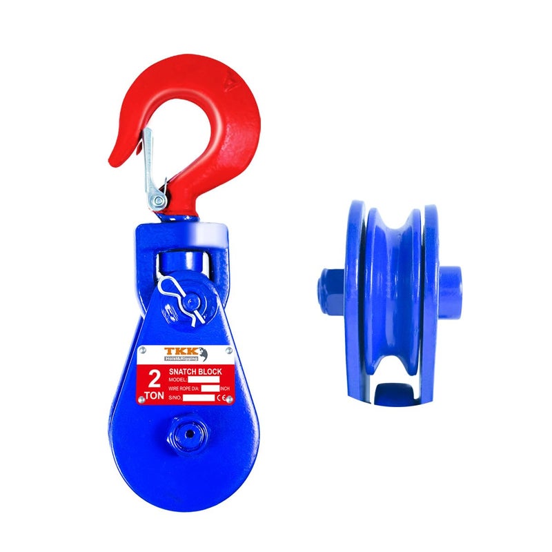 كتلة سحب TKK بوزن 2 طن مع خطاف دوار 3 بكرة لحبل سلكي بقطر 38 HeavyDuty كتلة سحب 4400 رطل لعمليات السحب والاسترداد الفعالة على شاحنة السحب ورافعات السيارات