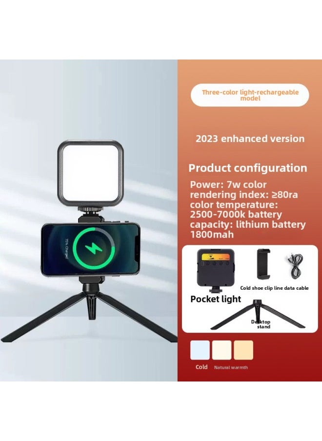 Generic - Mobile Phone Live Photography Photography Atmosphere Light Mini Led Light Desktop Beauty Three-color Atmosphere Full Color RGB Pocket Light-Light Source Color:【high-end Version Of Pocket Lamp】 (Upgr - Image 1