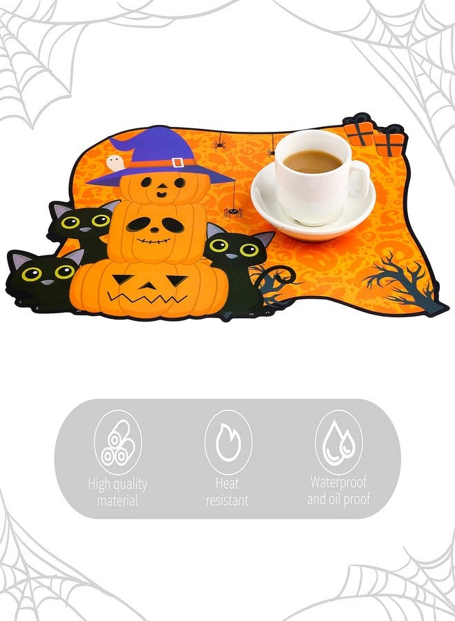 MCEAST 6 Pack Halloween Plastic Placemats Halloween Pumpkin Spider Ghost Waterproof Table Mats Assorted 6 Styles Halloween Party Table Decorations for Home Kitchen Dining, 16 x 12 Inches - Image 4