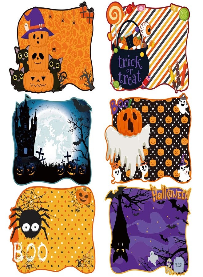 MCEAST 6 Pack Halloween Plastic Placemats Halloween Pumpkin Spider Ghost Waterproof Table Mats Assorted 6 Styles Halloween Party Table Decorations for Home Kitchen Dining, 16 x 12 Inches - Image 1