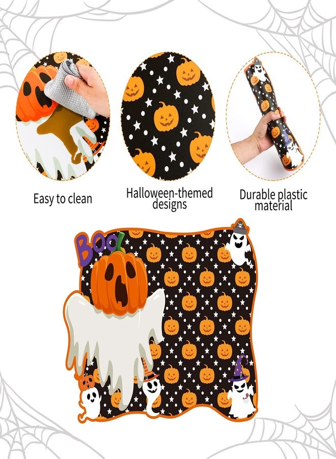 MCEAST 6 Pack Halloween Plastic Placemats Halloween Pumpkin Spider Ghost Waterproof Table Mats Assorted 6 Styles Halloween Party Table Decorations for Home Kitchen Dining, 16 x 12 Inches - Image 3