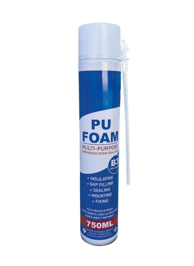 NJM 750ml PU Foam Spray – Expanding Polyurethane Insulation Foam for Sealing, Filling, and Bonding. Ideal for Gaps, Cracks, and Joints. Easy Application with Precise Nozzle. Fast Curing!  - Image 1
