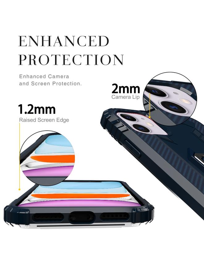 زبون جراب لهاتف iPhone 12 Pro Max مصنوع من ألياف الكربون مع حامل حلقي يدور 360 درجة - Image 4