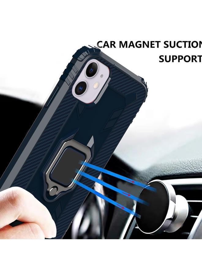 زبون جراب لهاتف iPhone 12 Pro Max مصنوع من ألياف الكربون مع حامل حلقي يدور 360 درجة - Image 5