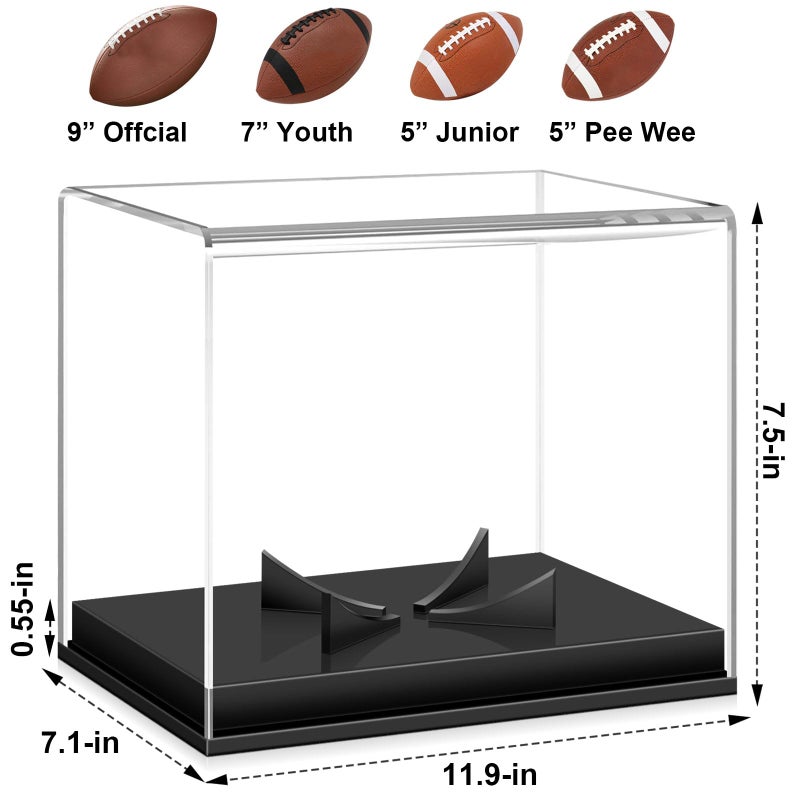 KKU Football Display Case, Acrylic Football Case Display Case Autographed Football Holder, No Assembly Required Football Display Box with Removable Built-in Football Display Stand - Image 2