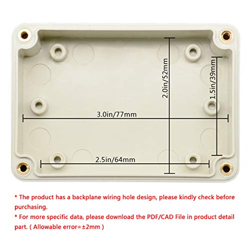 LeMotech Waterproof Dustproof IP65 ABS Plastic Junction Box Universal Electric Project Enclosure Pale Gray 3.3 x 2.3 x 1.3 inch (83 x 58 x 33 mm) - Image 5