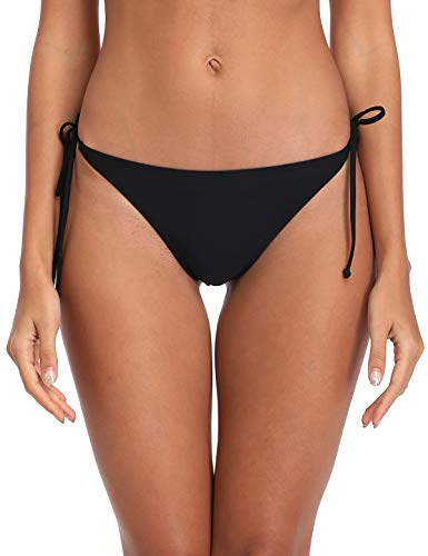 RELLECIGA Women's Black Tie-Side Thong Bikini Bottom Size Medium - Image 4