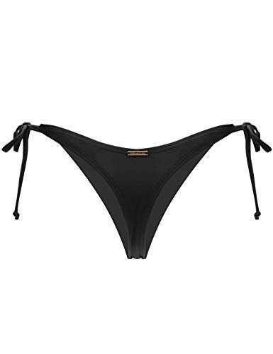 RELLECIGA Women's Black Tie-Side Thong Bikini Bottom Size Medium - Image 1