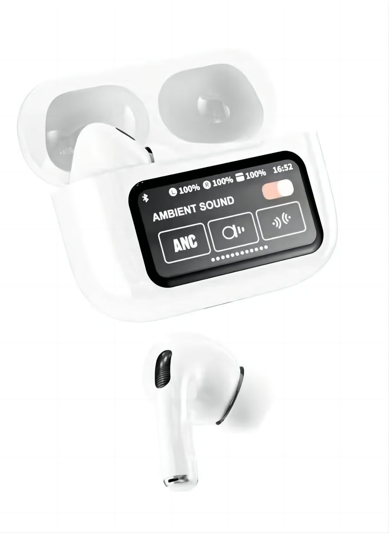 PRO - Smart touch control Bluetooth headset, wireless Bluetooth 5.4 headset touch control, with noise reduction, waterproof function, wireless Bluetooth sports headset (white) - Image 1