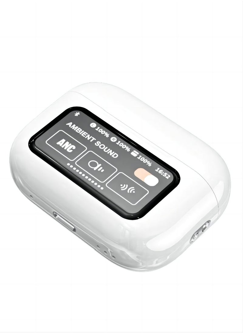 PRO - Smart touch control Bluetooth headset, wireless Bluetooth 5.4 headset touch control, with noise reduction, waterproof function, wireless Bluetooth sports headset (white) - Image 1
