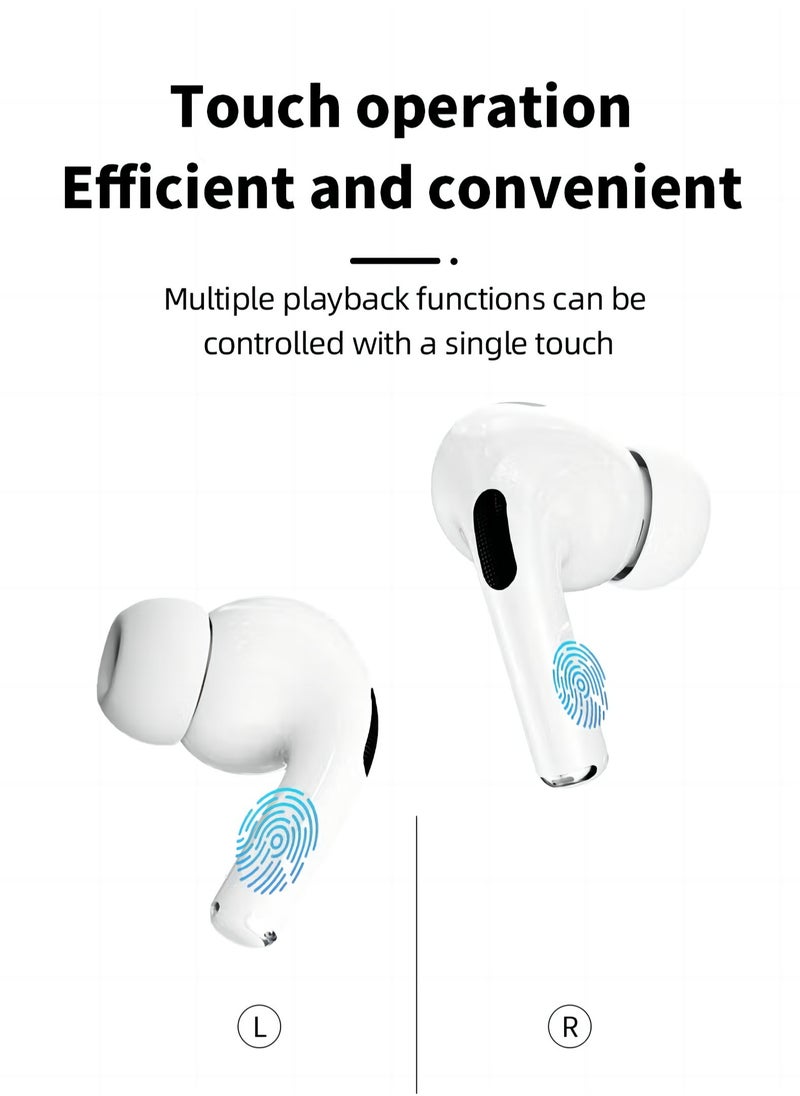 PRO - Smart touch control Bluetooth headset, wireless Bluetooth 5.4 headset touch control, with noise reduction, waterproof function, wireless Bluetooth sports headset (white) - Image 1