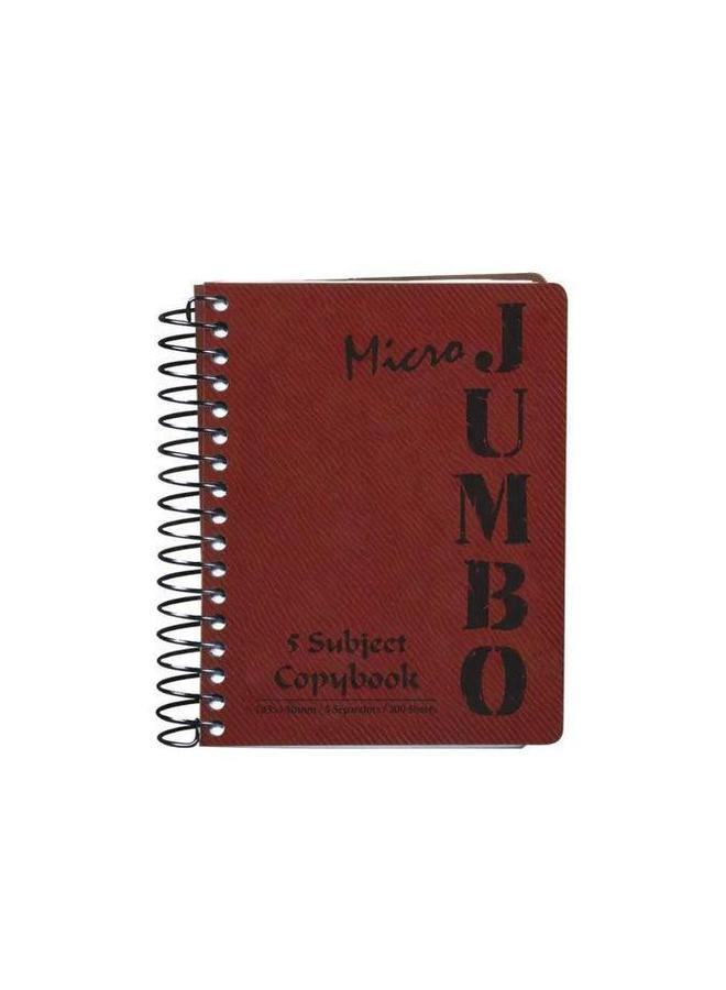 Mintra Micro Jumbo Wirebound Notebook, 200 Sheets, 148*105mm, 5 Materials, Red Reinforced Plastic Cover