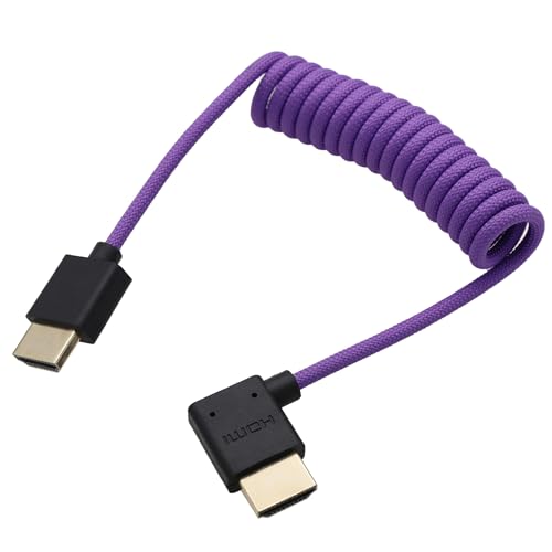 HangTon 8K 4K HDMI TypeA Cable for ATOMOS Ninja V Shinobi Z CAM E2S6F6M4 Mark II VILTROX Andycine Teradek Hollyland Mars 400 Transmission Purple Braided Coiled - Image 3