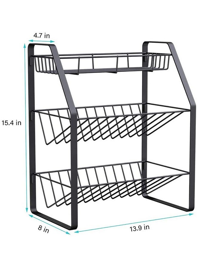 MosQuick® Spice Rack Organiser 3-Tier Shelf Organiser countertop Kitchen Seasoning Rack Holder for Spice Can Sauce Jars Bottle(Black, Metal) - Image 3