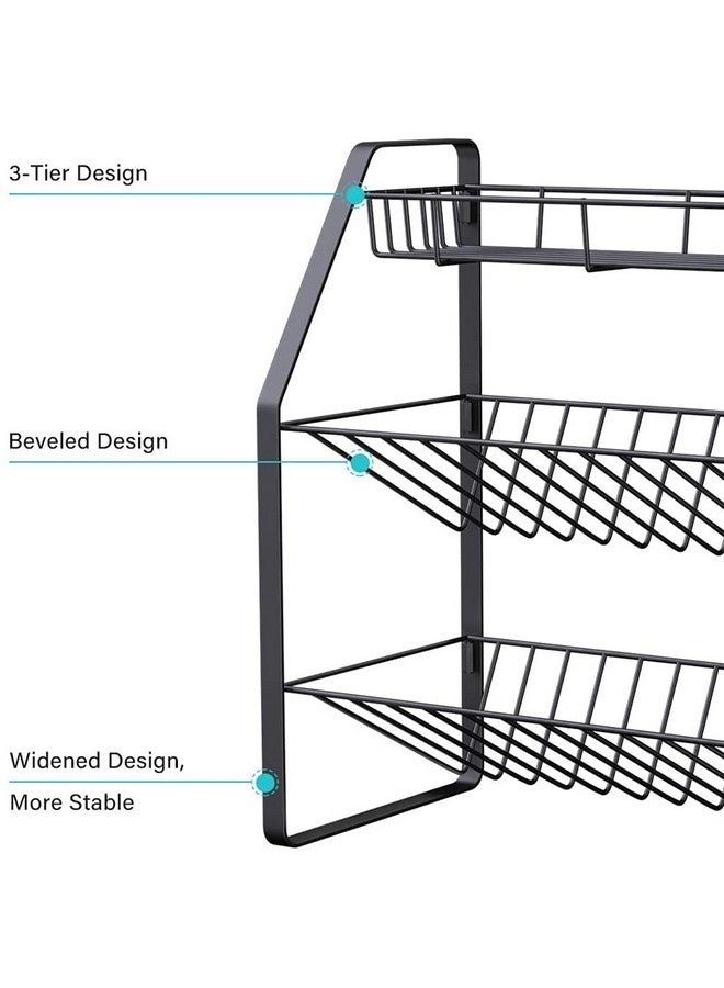 MosQuick® Spice Rack Organiser 3-Tier Shelf Organiser countertop Kitchen Seasoning Rack Holder for Spice Can Sauce Jars Bottle(Black, Metal) - Image 5