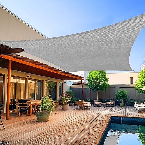 Shade&Beyond 8'x10' Sun Shade Sail Rectangle Canopy Sail Sunshade UV Block for Patio Yard Backyard Light Grey, (We Make Custom Size) - Image 1